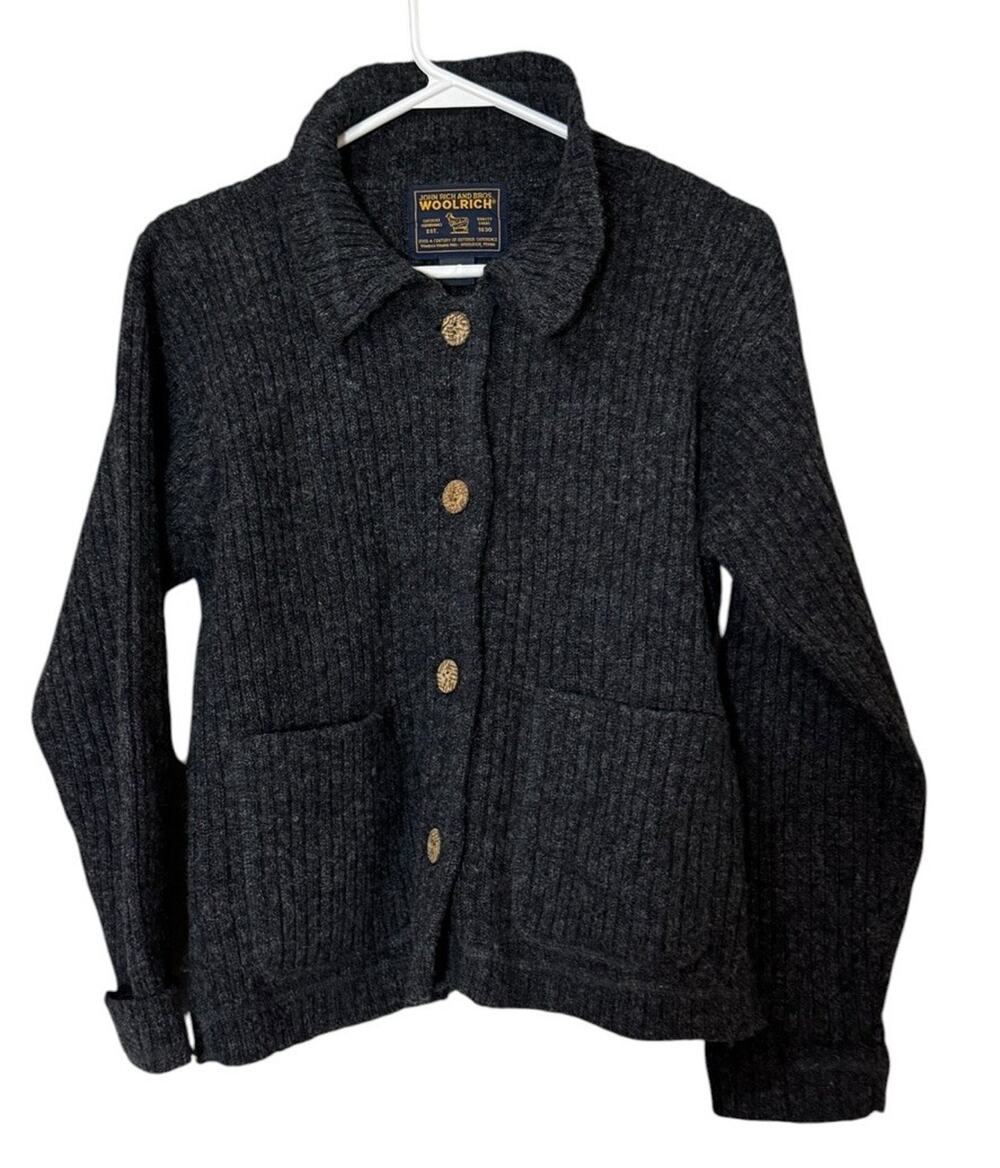 Woolrich John Rich and Bros Women Small Cardigan Sweater Wool Buttons Knit Knit